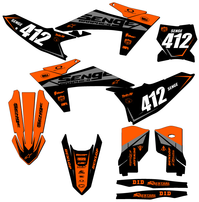 2023-2024 XC BINARY Orange Senge Graphics Kit Compatible with KTM - Picture 8 of 10