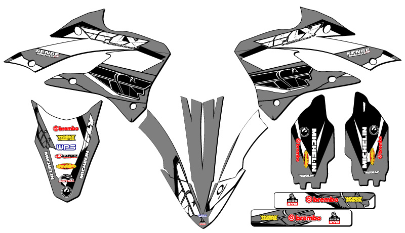 2022-2023 KX 112 13 FLY gris Senge kit de gráficos compatible con Kawasaki - Imagen 2 de 10