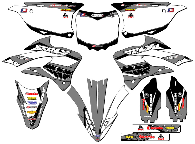 2022-2023 KX 112 13 FLY gris Senge kit de gráficos compatible con Kawasaki - Imagen 5 de 10