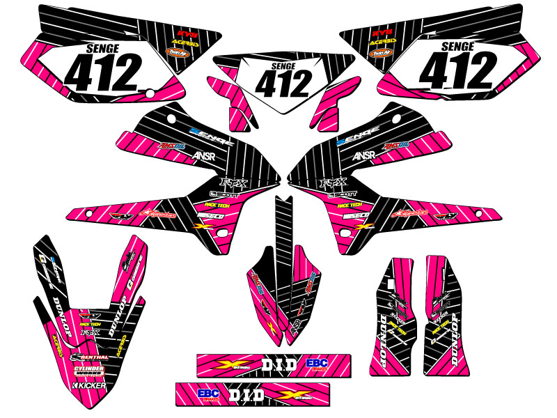 2008-2024 KLX 250 RACE SERIES Pink Senge Graphics Kit Compatible with Kawasaki - Picture 8 of 10