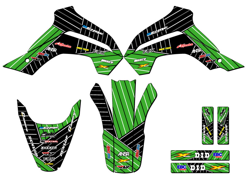 KLX 140 RACE SERIES 2019-2020 kit de gráficos Green Senge compatible con Kawasaki - Imagen 2 de 10