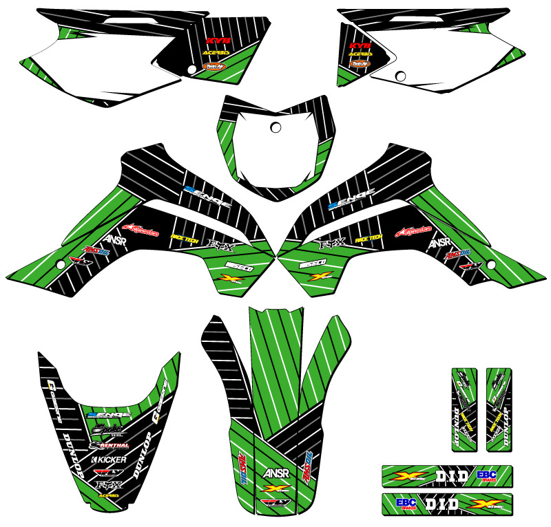 KLX 140 RACE SERIES 2019-2020 kit de gráficos Green Senge compatible con Kawasaki - Imagen 5 de 10