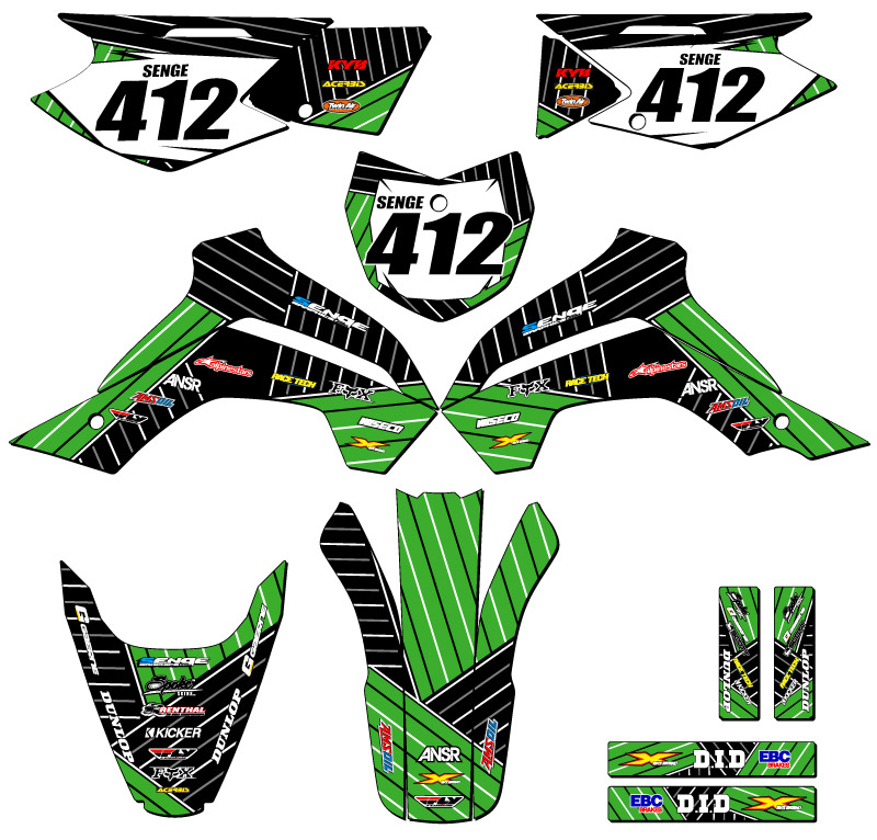 KLX 140 RACE SERIES 2019-2020 kit de gráficos Green Senge compatible con Kawasaki - Imagen 8 de 10