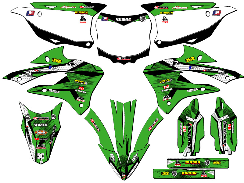 Kit Gráficos KX 112 PODIUM 2022-2023 Verde Senge Compatible con Kawasaki - Imagen 5 de 10