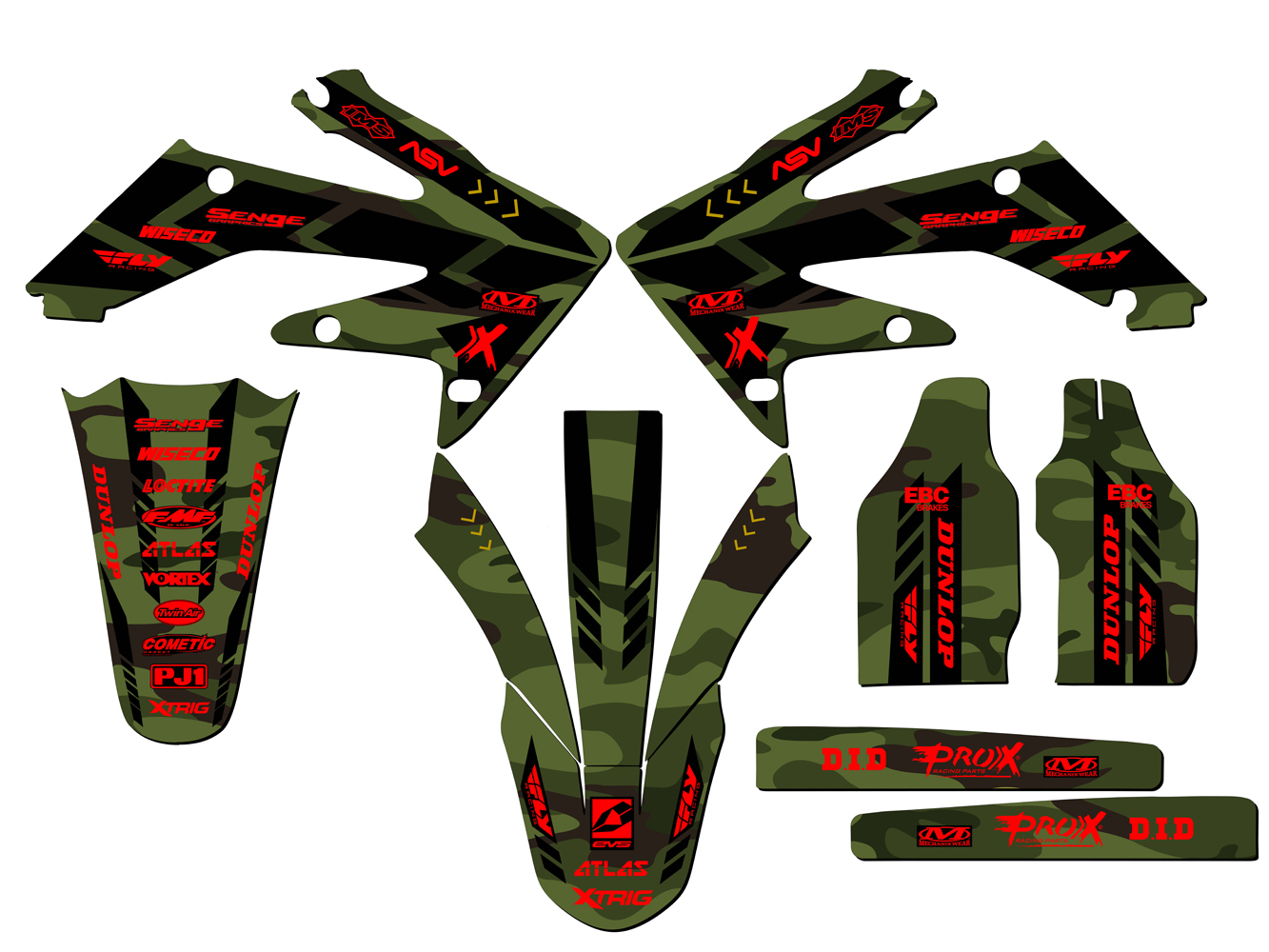 Kit de gráficos CRF 250 R APACHE 2004-2005 verde Senge compatible con Honda - Imagen 5 de 10