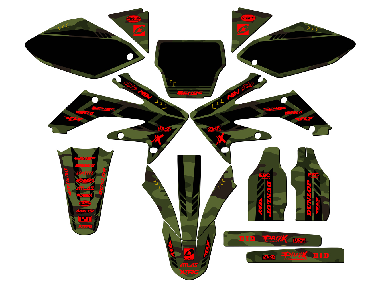 Kit de gráficos CRF 250 R APACHE 2004-2005 verde Senge compatible con Honda - Imagen 8 de 10
