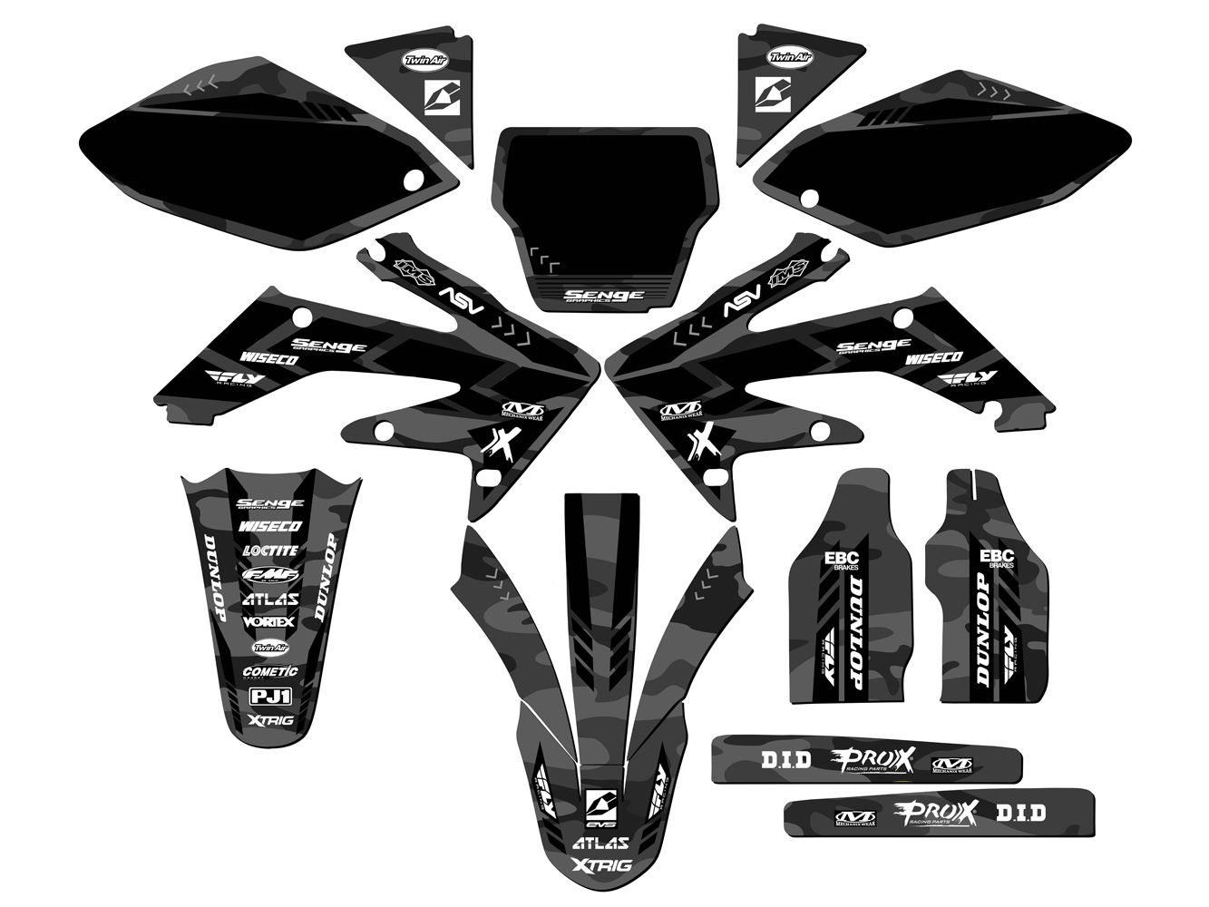2004-2005 CRF 250 R APACHE Grey Senge Graphics Kit Compatible with Honda - Picture 5 of 10