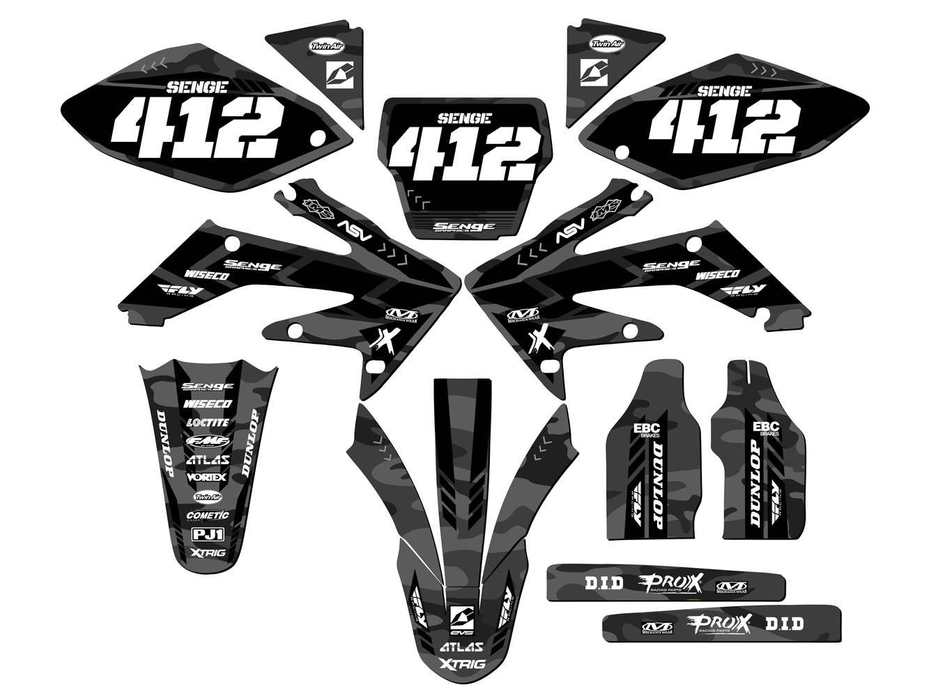 2004-2005 CRF 250 R APACHE Grey Senge Graphics Kit Compatible with Honda - Picture 8 of 10