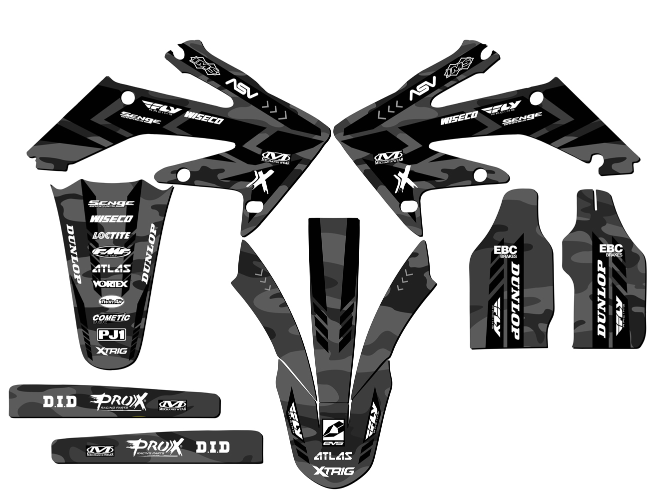 2008-2009 CRF 250 R APACHE Grey Senge Graphics Kit Compatible with Honda - Picture 2 of 10