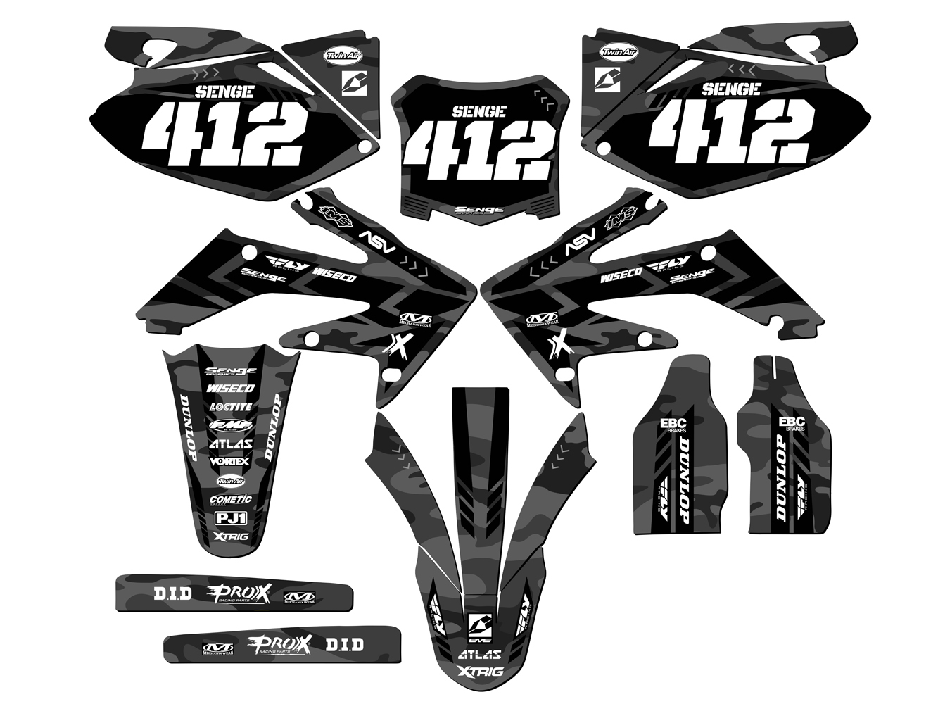 2008-2009 CRF 250 R APACHE Grey Senge Graphics Kit Compatible with Honda - Picture 8 of 10