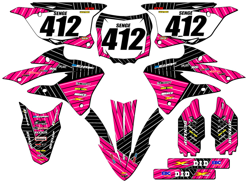 2022-2023 KX 112 RACE SERIE Pink Senge Kit de Gráficos Compatible con Kawasaki - Imagen 8 de 10