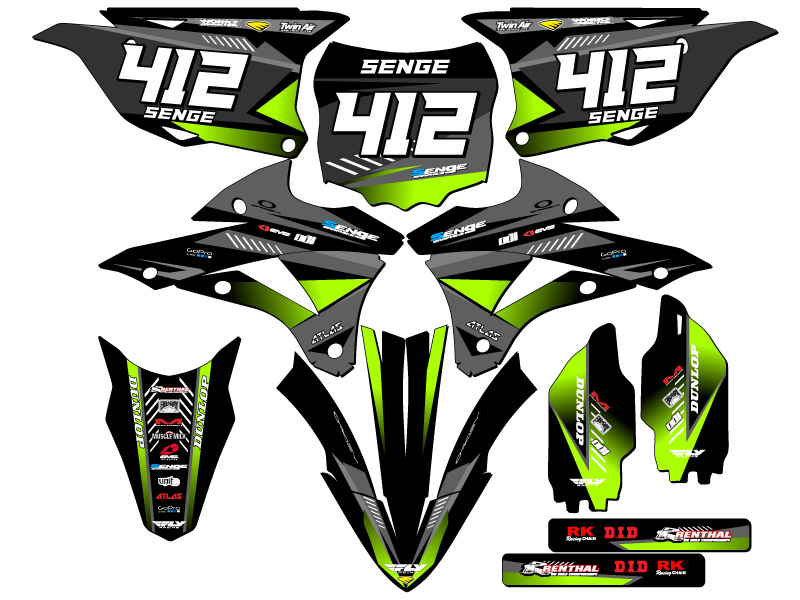 Kit de gráficos KX 85 SURGE 2014-2021 negro Senge compatible con Kawasaki - Imagen 8 de 10