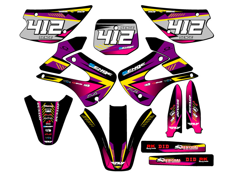 2001-2013 KX 85 SURGE Purple Senge Graphics Kit Compatible with Kawasaki - Foto 8 di 10