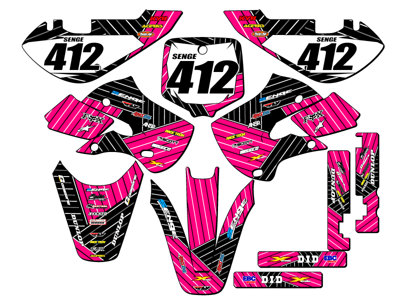 2002-2009 KLX 110 RACE SERIES Pink Senge Graphics Kit Compatible with Kawasaki - Picture 8 of 10