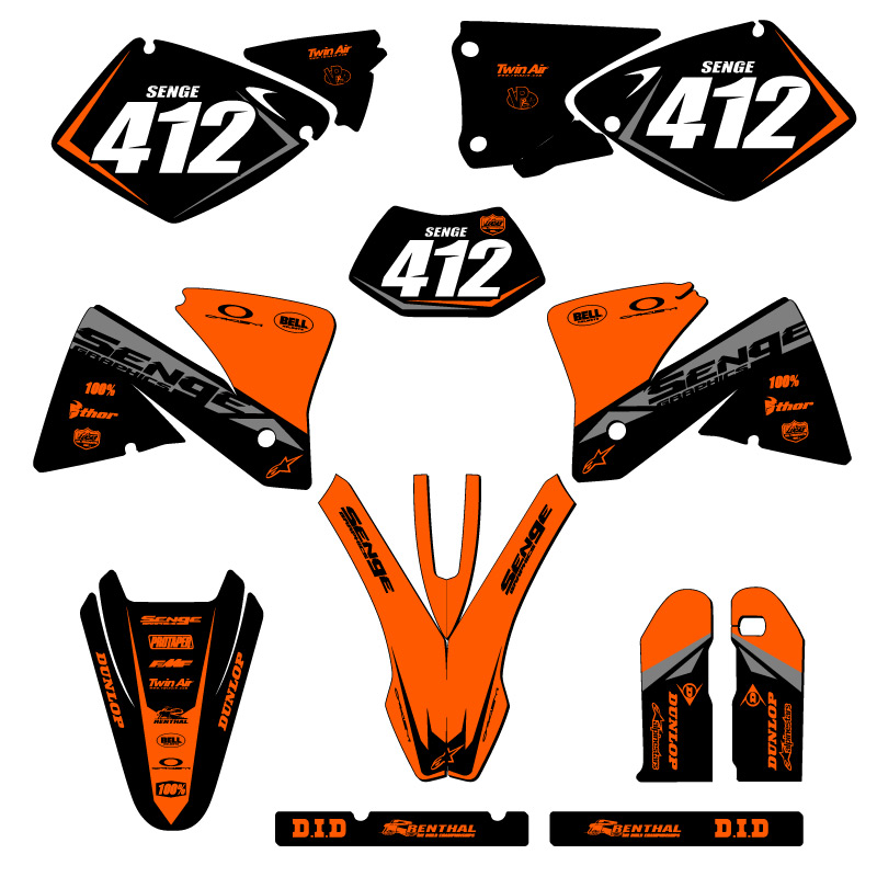 Kit de gráficos EXC BINARY Orange Senge 2001-2002 compatible con KTM - Imagen 8 de 10