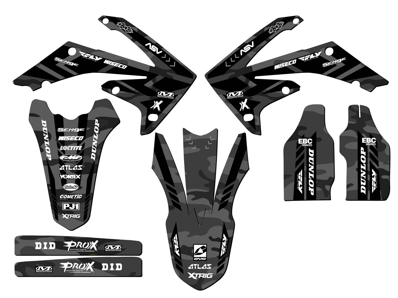 2010-2013 CRF 250 R APACHE Grey Senge Graphics Kit Compatible with Honda - Bild 5 von 10