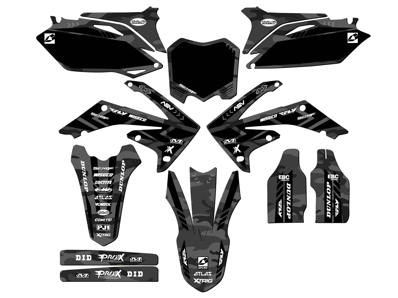 2010-2013 CRF 250 R APACHE Grey Senge Graphics Kit Compatible with Honda - Bild 8 von 10