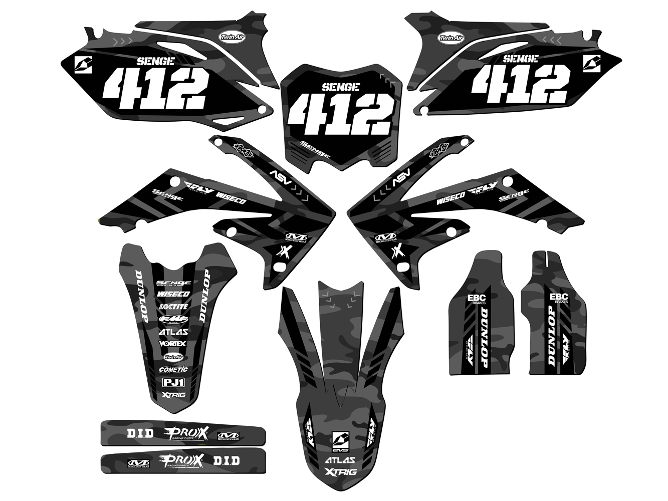 2010-2013 CRF 250 R APACHE Grey Senge Graphics Kit Compatible with Honda - Bild 2 von 10