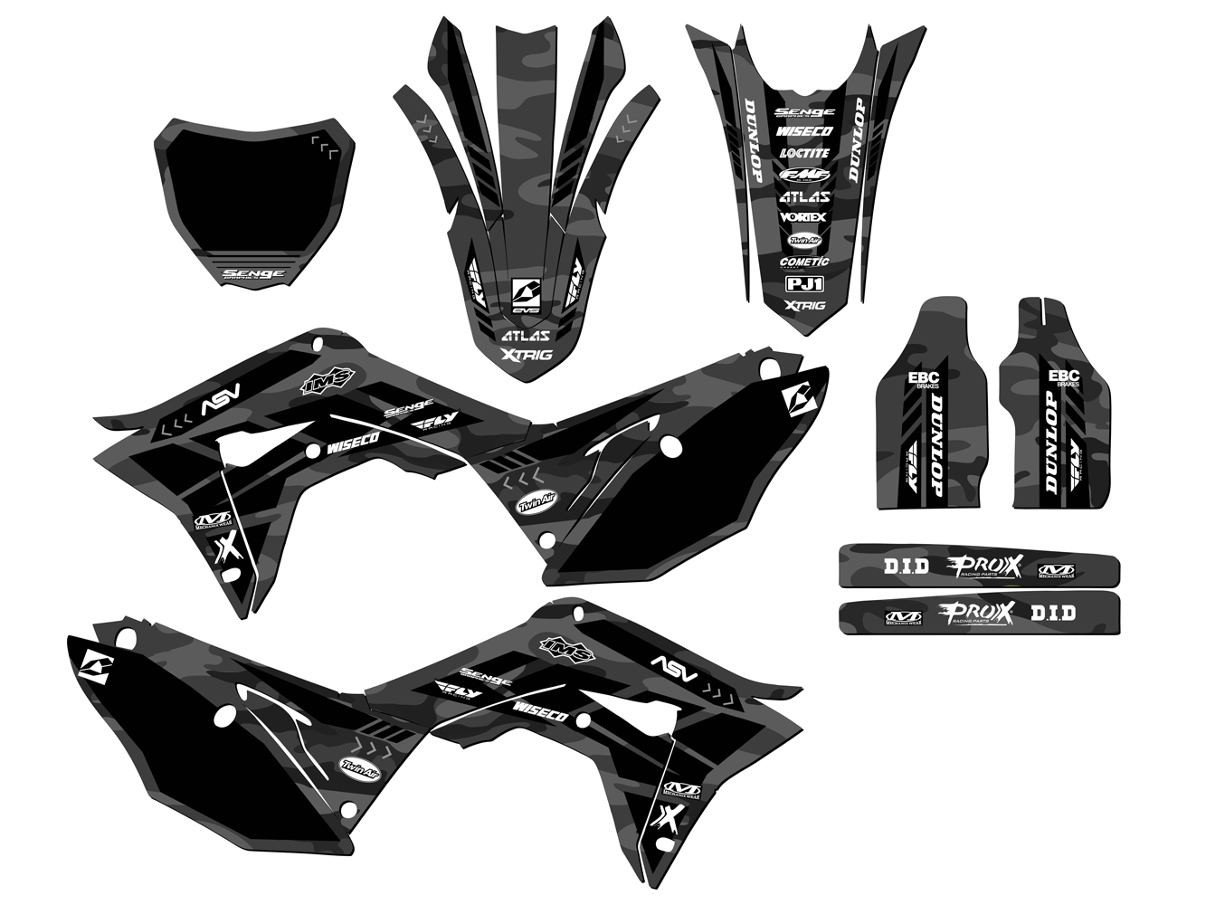 CRF 250 R 2018 APACHE gris Senge kit de gráficos compatible con Honda - Imagen 8 de 10
