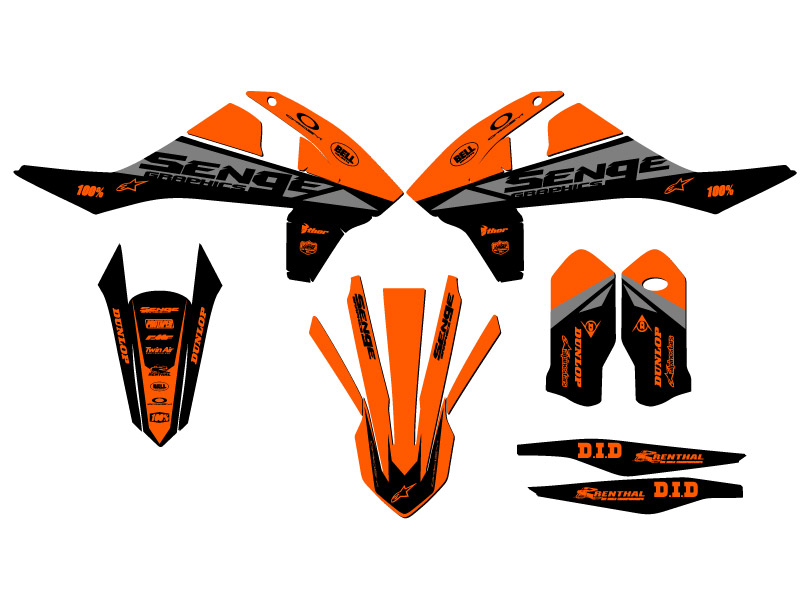 2017-2018 EXC BINARY Orange Senge Graphics Kit Compatible with KTM - Picture 2 of 10
