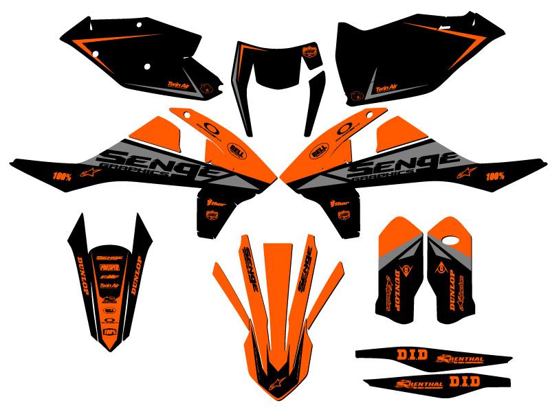 2017-2018 EXC BINARY Orange Senge Graphics Kit Compatible with KTM - Picture 5 of 10
