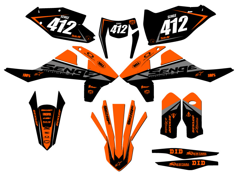 2017-2018 EXC BINARY Orange Senge Graphics Kit Compatible with KTM - Picture 8 of 10