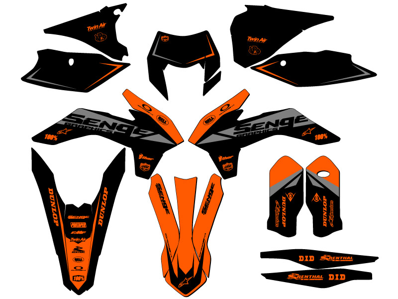 2015-2016 EXC BINARY Orange Senge Graphics Kit Compatible with KTM - Picture 5 of 10