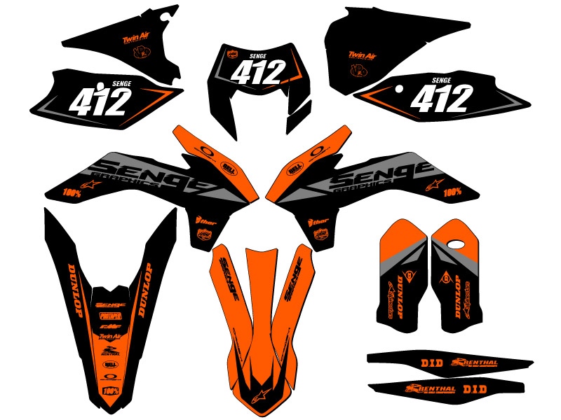 2015-2016 EXC BINARY Orange Senge Graphics Kit Compatible with KTM - Picture 8 of 10