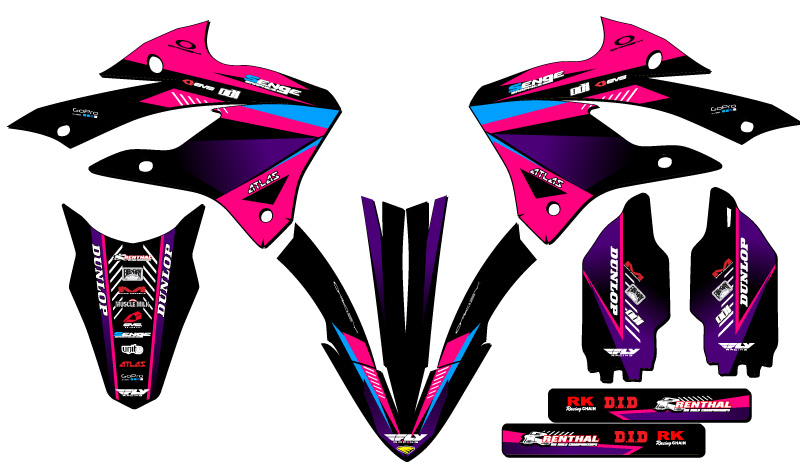 2022-2023 KX 112 SURGE Pink Senge Graphics Kit compatible con Kawasaki - Imagen 2 de 10