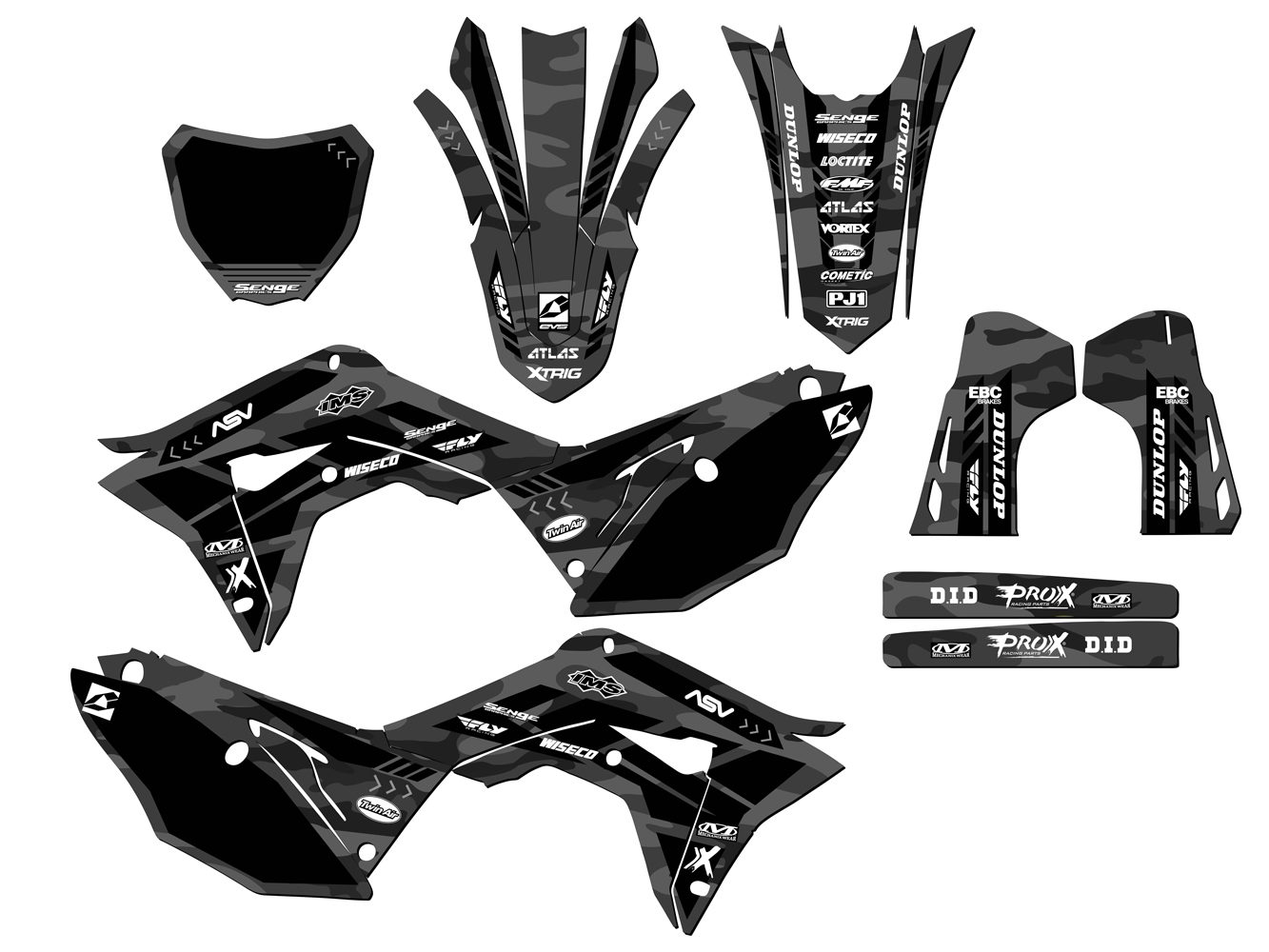 CRF 250 R 2019-2021 R APACHE gris Senge kit de gráficos compatible con Honda - Imagen 5 de 10