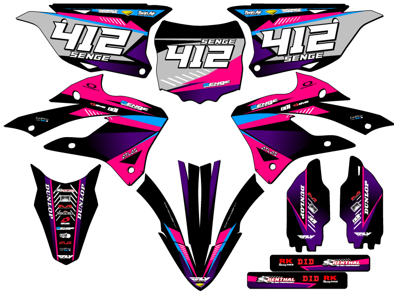 2022-2023 KX 112 SURGE Pink Senge Graphics Kit compatible con Kawasaki - Imagen 8 de 10