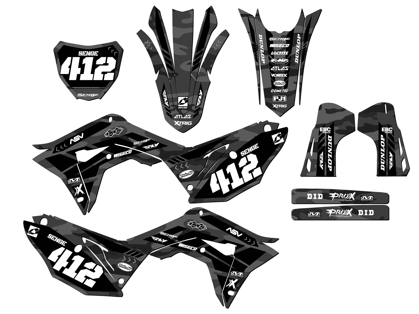 CRF 250 R 2019-2021 R APACHE gris Senge kit de gráficos compatible con Honda - Imagen 8 de 10