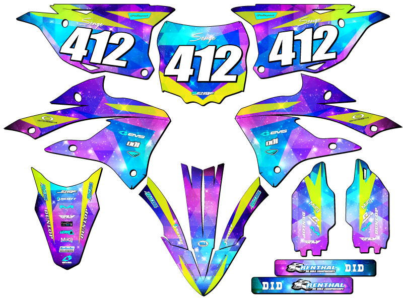 Kit de gráficos 2022-2025 KX 112 SPACE KADET Galaxy Senge compatible con Kawasaki - Imagen 8 de 10