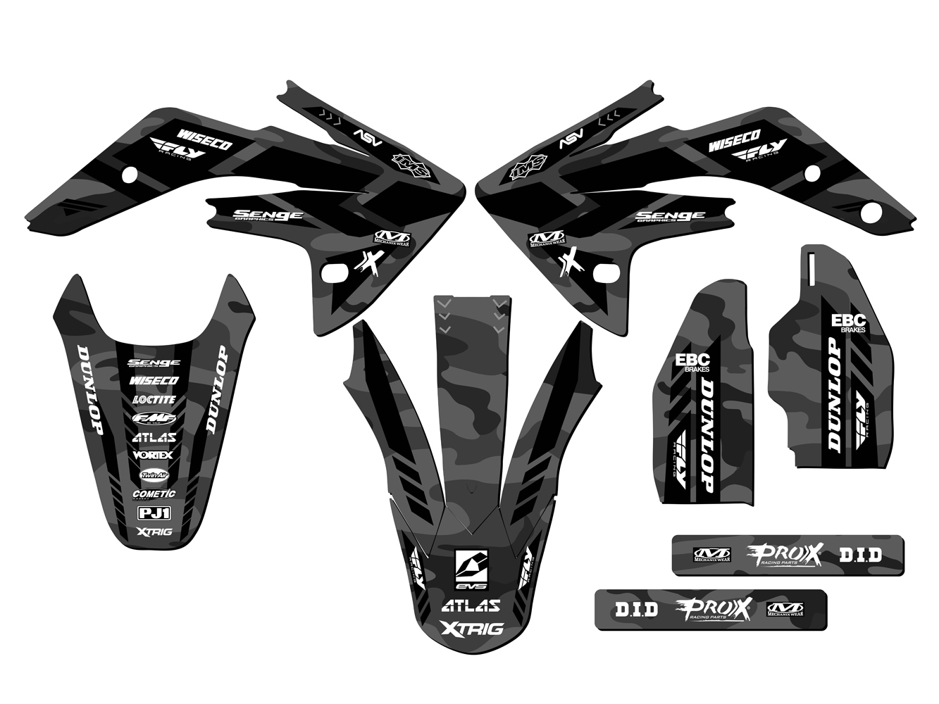 2007-2023 CRF 150 R APACHE Grey Senge Graphics Kit Compatible with Honda - Foto 2 di 10