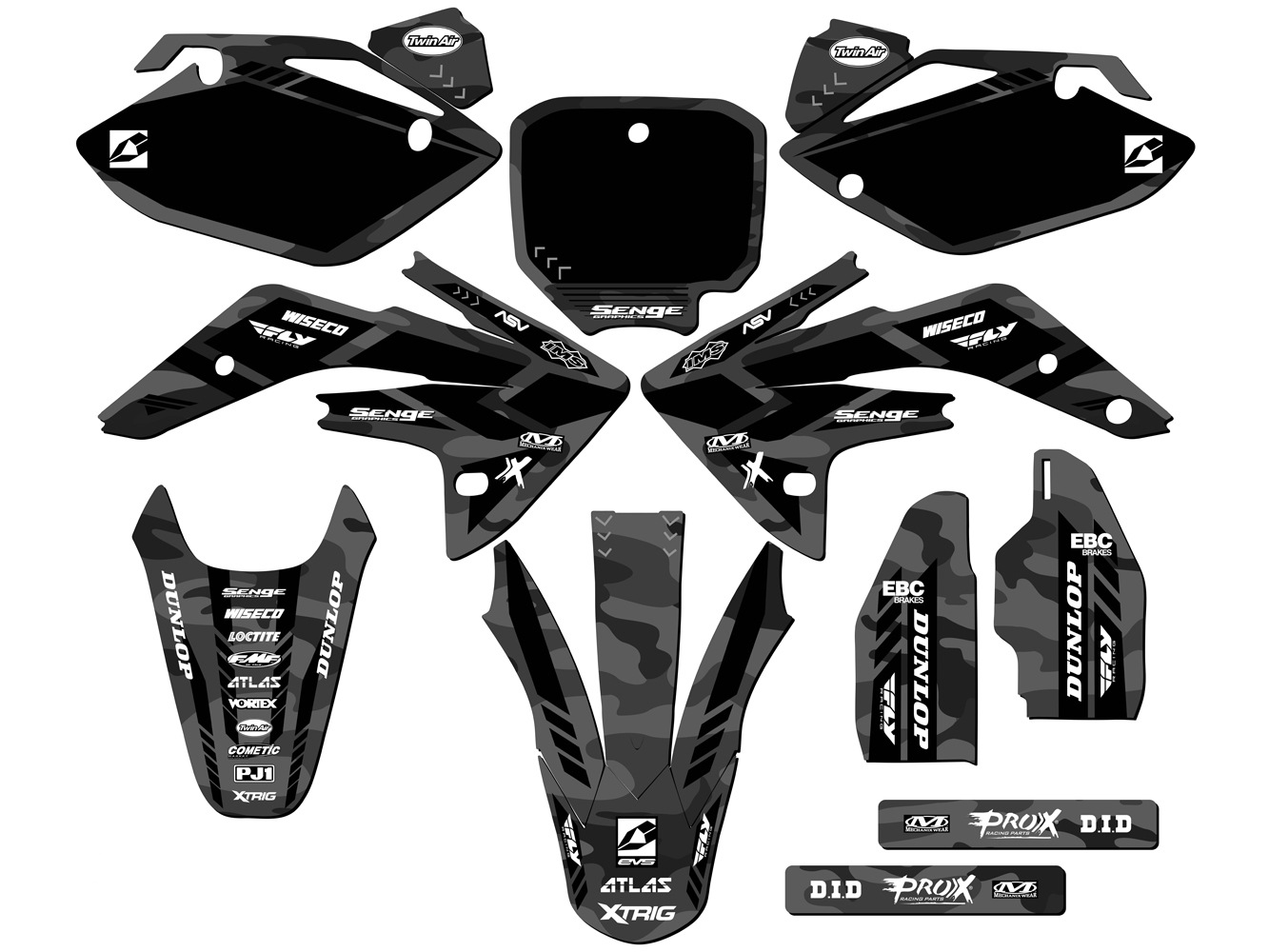 2007-2023 CRF 150 R APACHE Grey Senge Graphics Kit Compatible with Honda - Foto 5 di 10