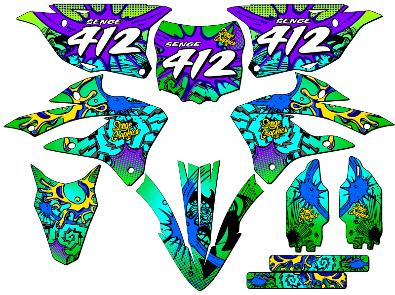 Kit de gráficos Senge 2022-2025 KX 112 ZANY verde compatible con Kawasaki - Imagen 8 de 10