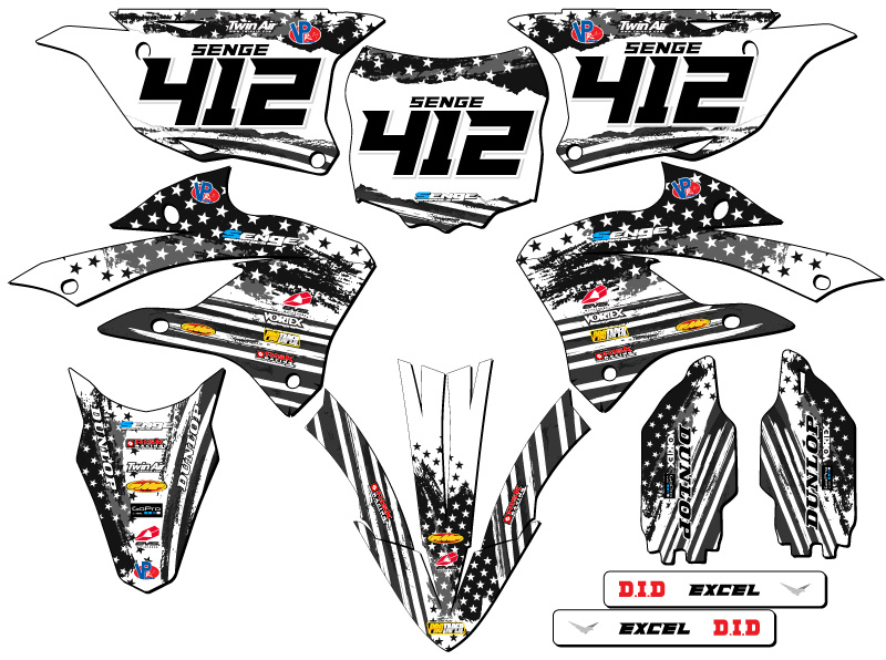 2022-2023 KX 112 MERICA gris Senge kit de gráficos compatible con Kawasaki - Imagen 8 de 10