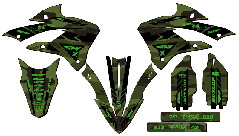 2022-2023 KX 112 APACHE Green Senge Graphics Kit compatible con Kawasaki - Imagen 2 de 10