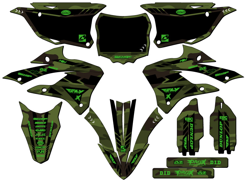 2022-2023 KX 112 APACHE Green Senge Graphics Kit compatible con Kawasaki - Imagen 5 de 10