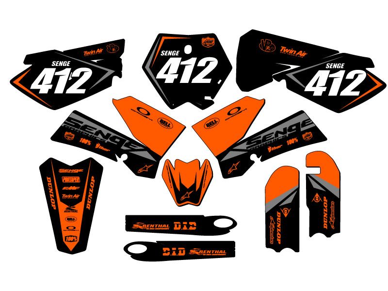 Kit de gráficos SX 105 2006-2012 BINARIO naranja Senge compatible con KTM - Imagen 8 de 10