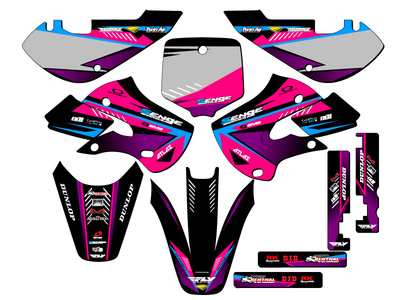 2000-2025 KX 65 SURGE Pink Senge Graphics Kit Compatible with Kawasaki - Foto 5 di 10