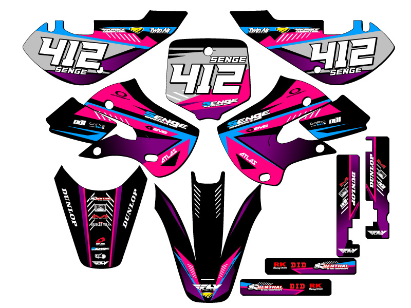 2000-2025 KX 65 SURGE Pink Senge Graphics Kit Compatible with Kawasaki - Foto 8 di 10