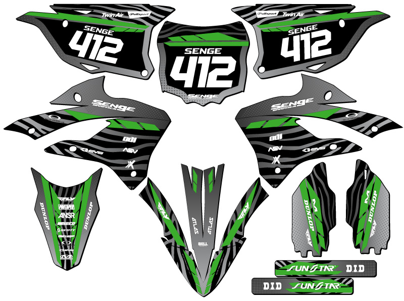 Kit Gráficos KX 112 TIGRE 2022-2023 Negro Senge Compatible con Kawasaki - Imagen 8 de 10