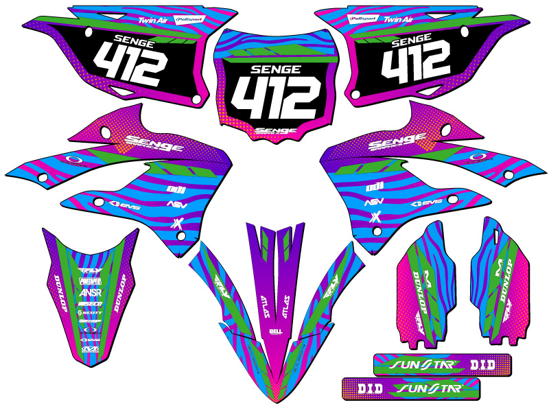 Kit gráfico KX 112 TIGRE Pink Senge 2022-2023 compatible con Kawasaki - Imagen 8 de 10
