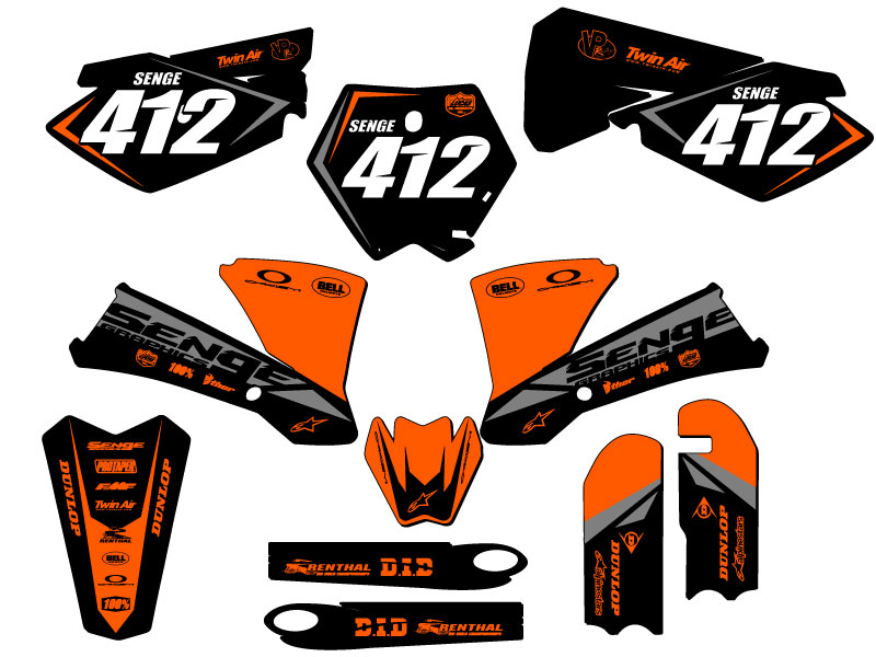 2003-2005 SX 85 BINARY Orange Senge Graphics Kit Compatible with KTM - Picture 8 of 10