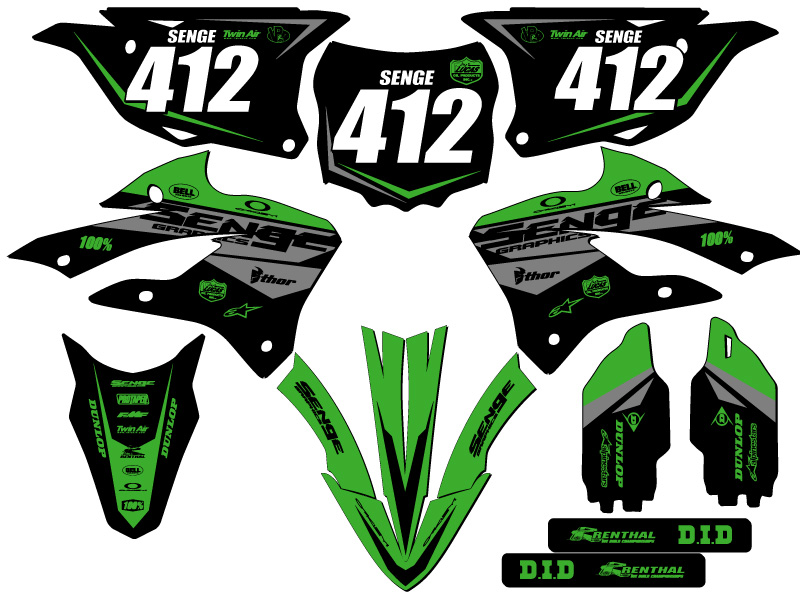 2022-2023 KX 112 BINARY Green Senge Kit de gráficos compatible con Kawasaki - Imagen 8 de 10