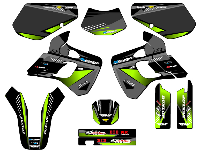 1991-1994 KDX 250 SURGE Black Senge Graphics Kit Compatible with Kawasaki - Picture 5 of 10