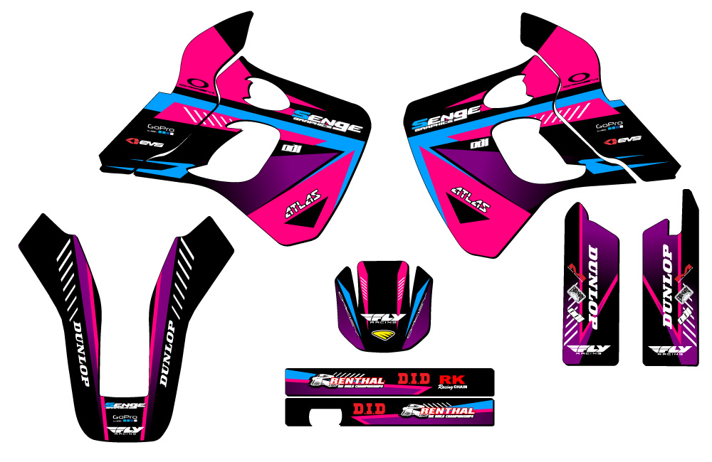 1991-1994 KDX 250 SURGE Pink Senge Graphics Kit Compatible with Kawasaki - Picture 2 of 10