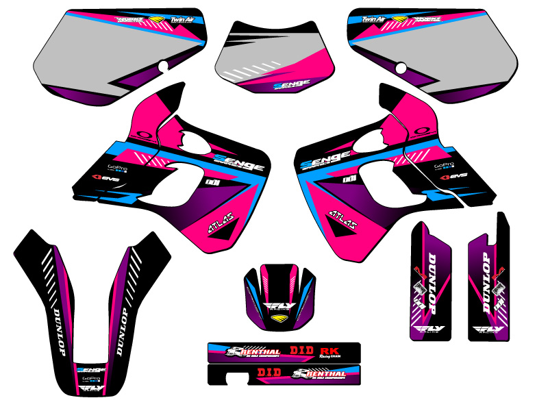 1991-1994 KDX 250 SURGE Pink Senge Graphics Kit Compatible with Kawasaki - Picture 5 of 10