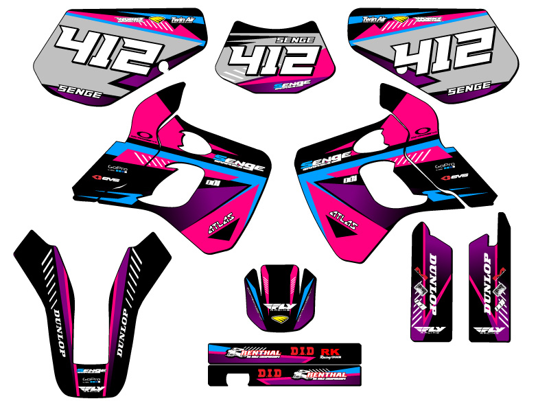 1991-1994 KDX 250 SURGE Pink Senge Graphics Kit Compatible with Kawasaki - Picture 8 of 10